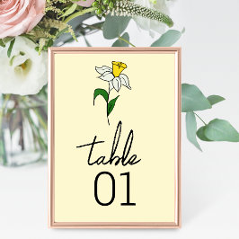Numeração De Mesa Número da Tabela de Casamento Daffodil Minimalista