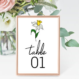 Numeração De Mesa Número da Tabela de Casamento Daffodil Minimalista