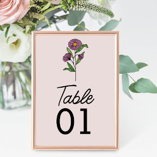 Numeração De Mesa Número da Tabela de Casamento de Aster Roxo Minima