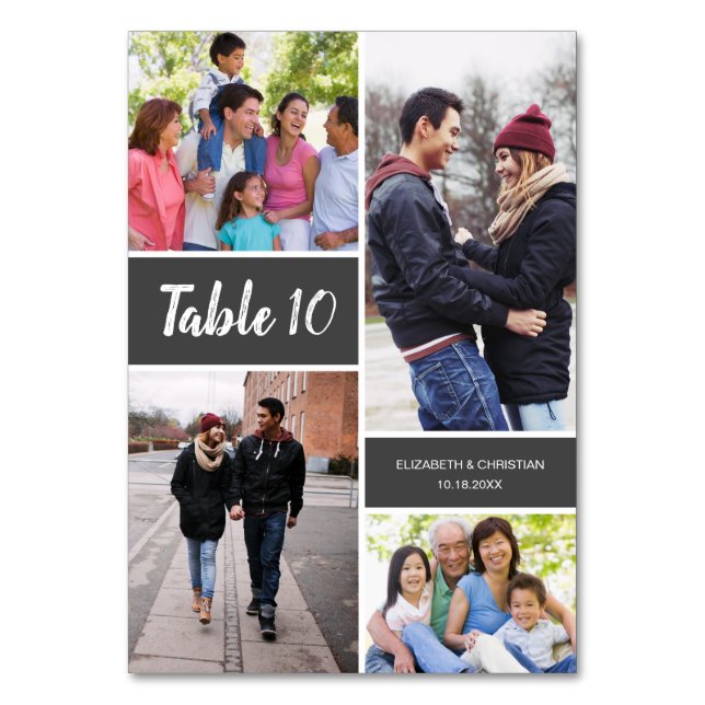 Numeração De Mesa Número da Tabela de Casamento de Colagem de Fotos  (Frente)