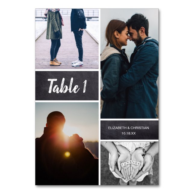 Numeração De Mesa Número da Tabela de Casamento de Colagem de Fotos  (Frente)