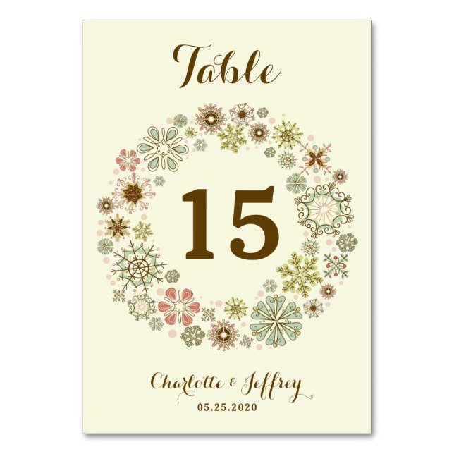 Numeração De Mesa Número da Tabela de Casamento de Flocos de Neve Qu (Frente)