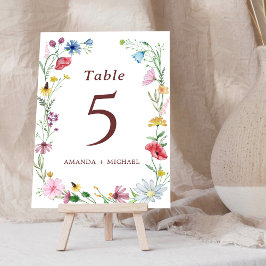 Numeração De Mesa Número da Tabela de Casamento de Flores Selvagens 