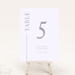 Numeração De Mesa Número da Tabela de Casamento de Linha Limpa Lilac<br><div class="desc">Simples e moderno número da mesa de casamento com uma linha lateral. A cor está em lilás roxo.</div>