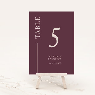 Numeração De Mesa Número da Tabela de Casamento de Linha Limpa Mauve