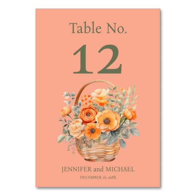 Numeração De Mesa Número da Tabela de Casamento de Peach Summer (Frente)