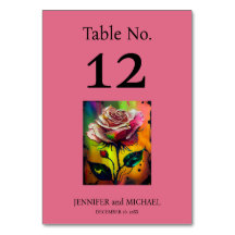 Número da Tabela de Casamento de Rosas Rosa Abstra