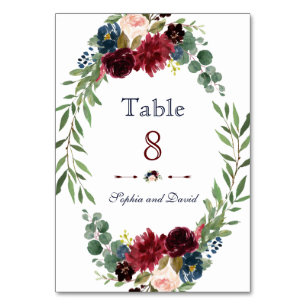Numeração De Mesa Número da Tabela de Casamento de Sangue Floral Azu