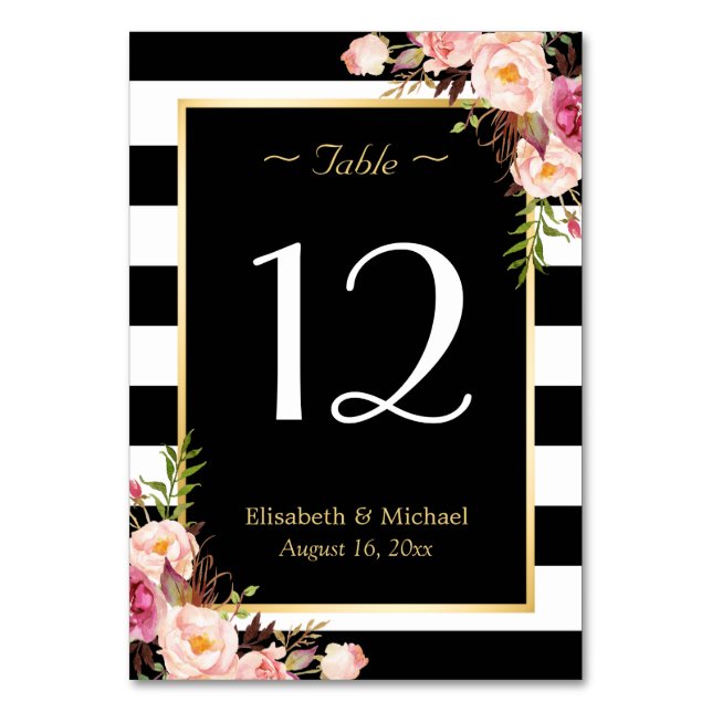 Numeração De Mesa Número da Tabela de Casamento de Stripes Negras Fl (Frente)