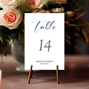 Numeração De Mesa Número da Tabela de Casamento de Texto Azul Dusty