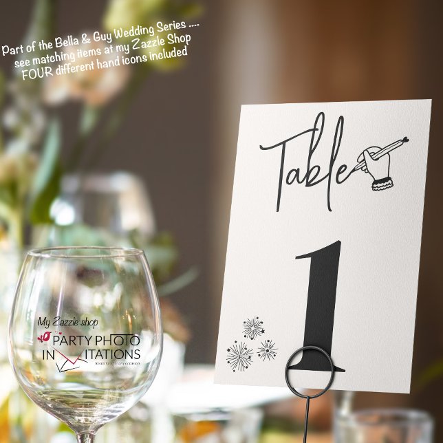 Numeração De Mesa Número da tabela de casamento desenhada à mão (Bella & Guy Table number)