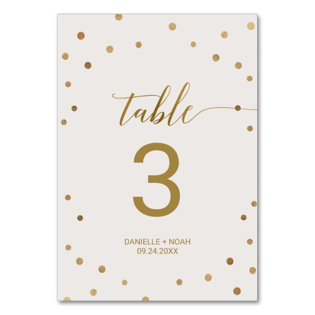 Numeração De Mesa Número da Tabela de Casamento do Bolinhas Dourado (Frente)