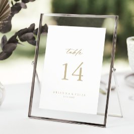 Numeração De Mesa Número da Tabela de Casamento Dourado da Caligrafi