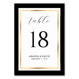 Numeração De Mesa Número da Tabela de Casamento Dourado e Preto Eleg