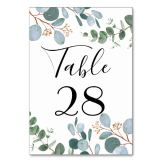 Numeração De Mesa Número da Tabela de Casamento em Verde Botânico