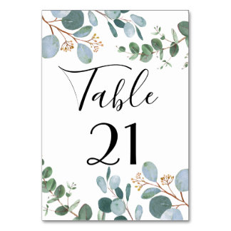 Numeração De Mesa Número da Tabela de Casamento em Verde Botânico