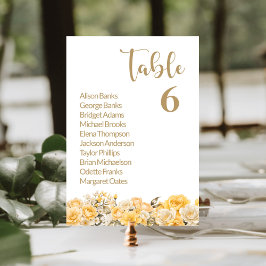 Numeração De Mesa Número da Tabela de Casamento Floral Amarelo