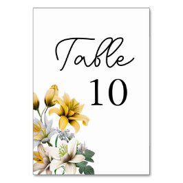Numeração De Mesa Número da Tabela de Casamento Floral Amarelo Elega