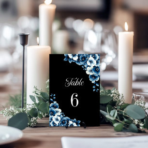 Numeração De Mesa Número da Tabela de Casamento Floral Azul