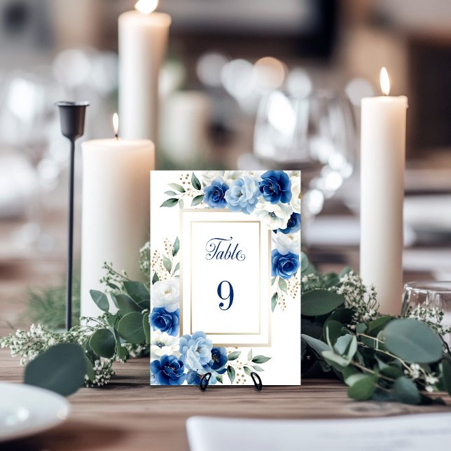 Numeração De Mesa Número da Tabela de Casamento Floral Azul (Criador carregado)