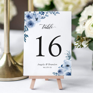 Numeração De Mesa Número da Tabela de Casamento Floral Azul Boêmia
