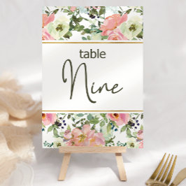 Numeração De Mesa Número da Tabela de Casamento Floral de Blush Cor-