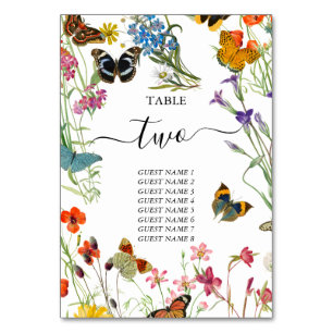 Numeração De Mesa Número da Tabela de Casamento Floral de Borboletas