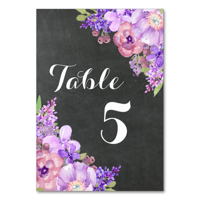 Numeração De Mesa Número da Tabela de Casamento Floral de Chalkboard (Frente)