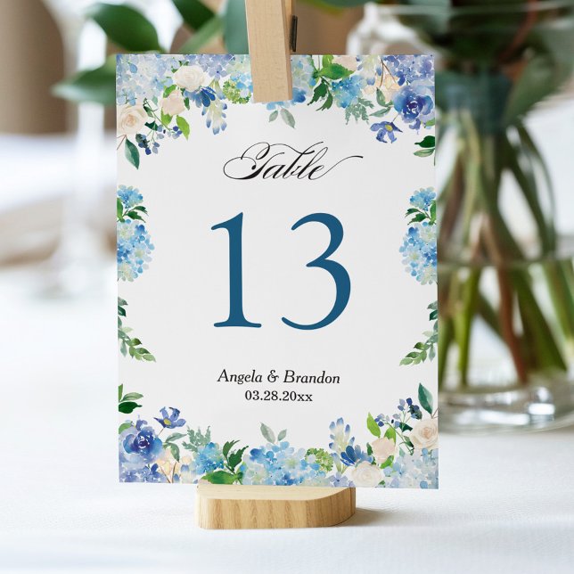Numeração De Mesa Número da Tabela de Casamento Floral de Hydrangea  (Criador carregado)