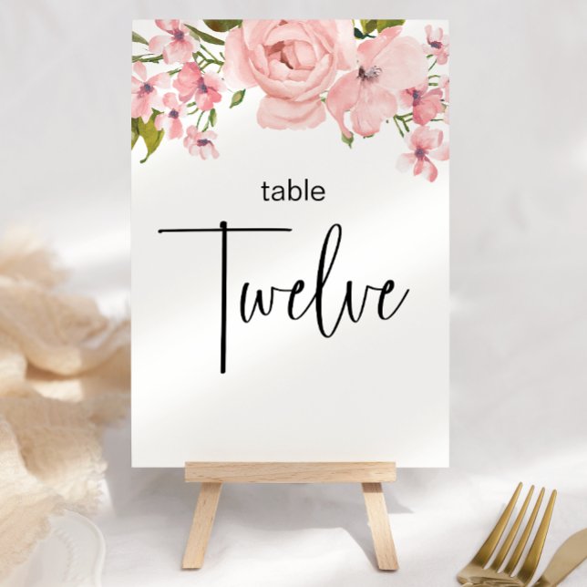 Numeração De Mesa Número da Tabela de Casamento Floral de Rosas Rosa (Criador carregado)