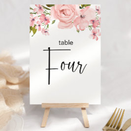 Numeração De Mesa Número da Tabela de Casamento Floral de Rosas Rosa