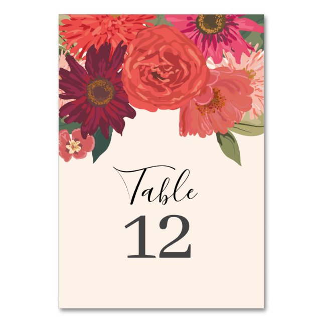 Numeração De Mesa Número da Tabela de Casamento Floral do outono Mod (Frente)
