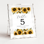 Numeração De Mesa Número da Tabela de Casamento Floral dos Girassóis<br><div class="desc">Número russo e moderno da mesa de casamento com ilustração aquosa de girassóis amarelos com o hálito do bebê. Perfeito para um casamento de verão.</div>