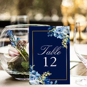 Numeração De Mesa Número da Tabela de Casamento Floral Dourada Elega