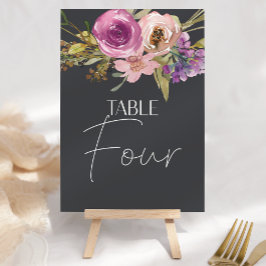 Numeração De Mesa Número da Tabela de Casamento Floral Púrpura Dusty