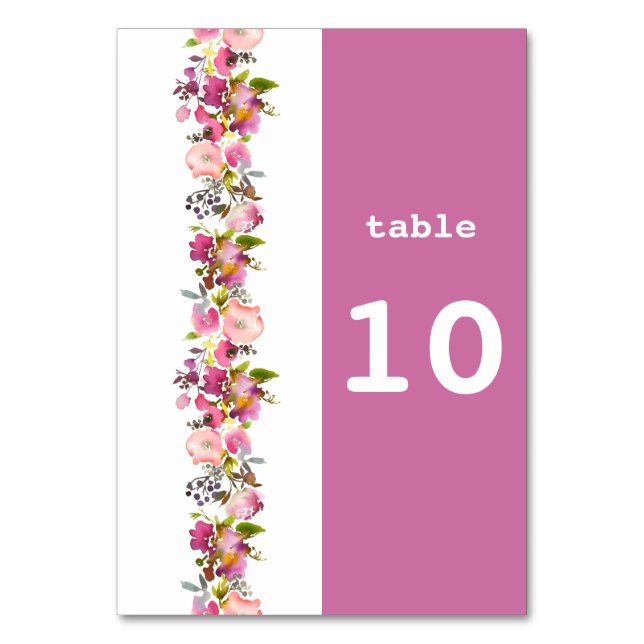 Numeração De Mesa Número da Tabela de Casamento Floral Rosa (Frente)