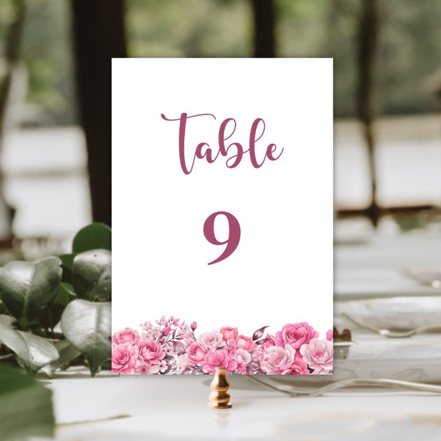 Numeração De Mesa Número da Tabela de Casamento Floral Rosa (Criador carregado)