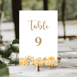 Numeração De Mesa Número da Tabela de Casamento Floral Rosa Amarela
