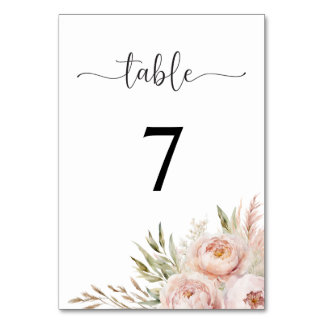 Numeração De Mesa Número da Tabela de Casamento Floral Rosa Elegante