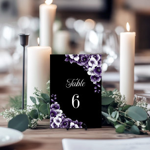 Numeração De Mesa Número da Tabela de Casamento Floral Roxo