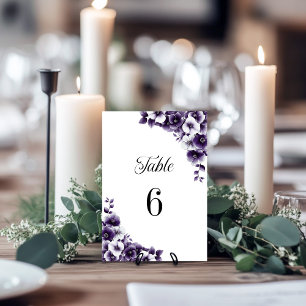 Numeração De Mesa Número da Tabela de Casamento Floral Roxo