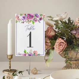 Numeração De Mesa Número da Tabela de Casamento Floral Roxo primaver