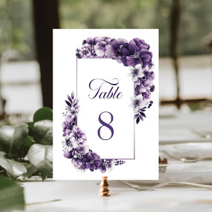 Numeração De Mesa Número da Tabela de Casamento Floral Roxo Rústico