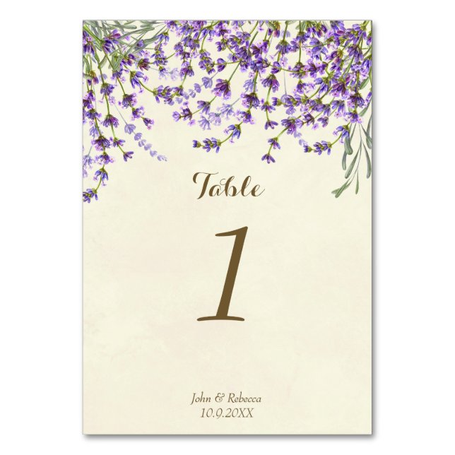 Numeração De Mesa número da tabela de casamento flores de lavanda (Frente)