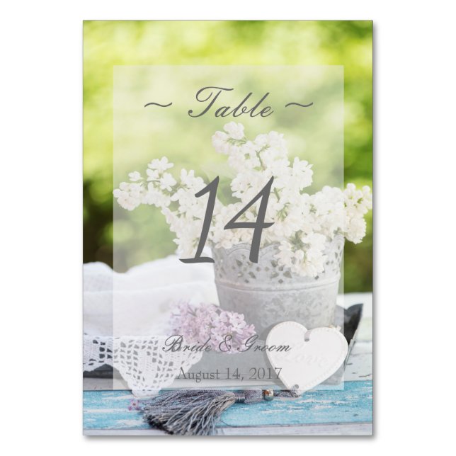 Numeração De Mesa Número da Tabela de Casamento Lilac da Flor Românt (Frente)