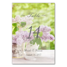Número da Tabela de Casamento Lilac da Flor Românt