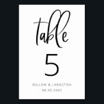 Numeração De Mesa Número da Tabela de Casamento Mínima Moderna<br><div class="desc">Número moderno minimalista da mesa de casamento com fonte boho script.</div>