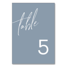 Número da Tabela de Casamento Minimalista Dusty Bl