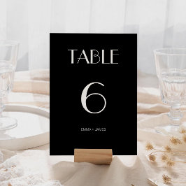 Numeração De Mesa Número da Tabela de Casamento Negra Sólido Moderna
