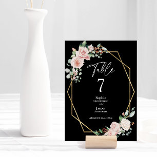 Numeração De Mesa Número da Tabela de Casamento Preto Simples Blush 